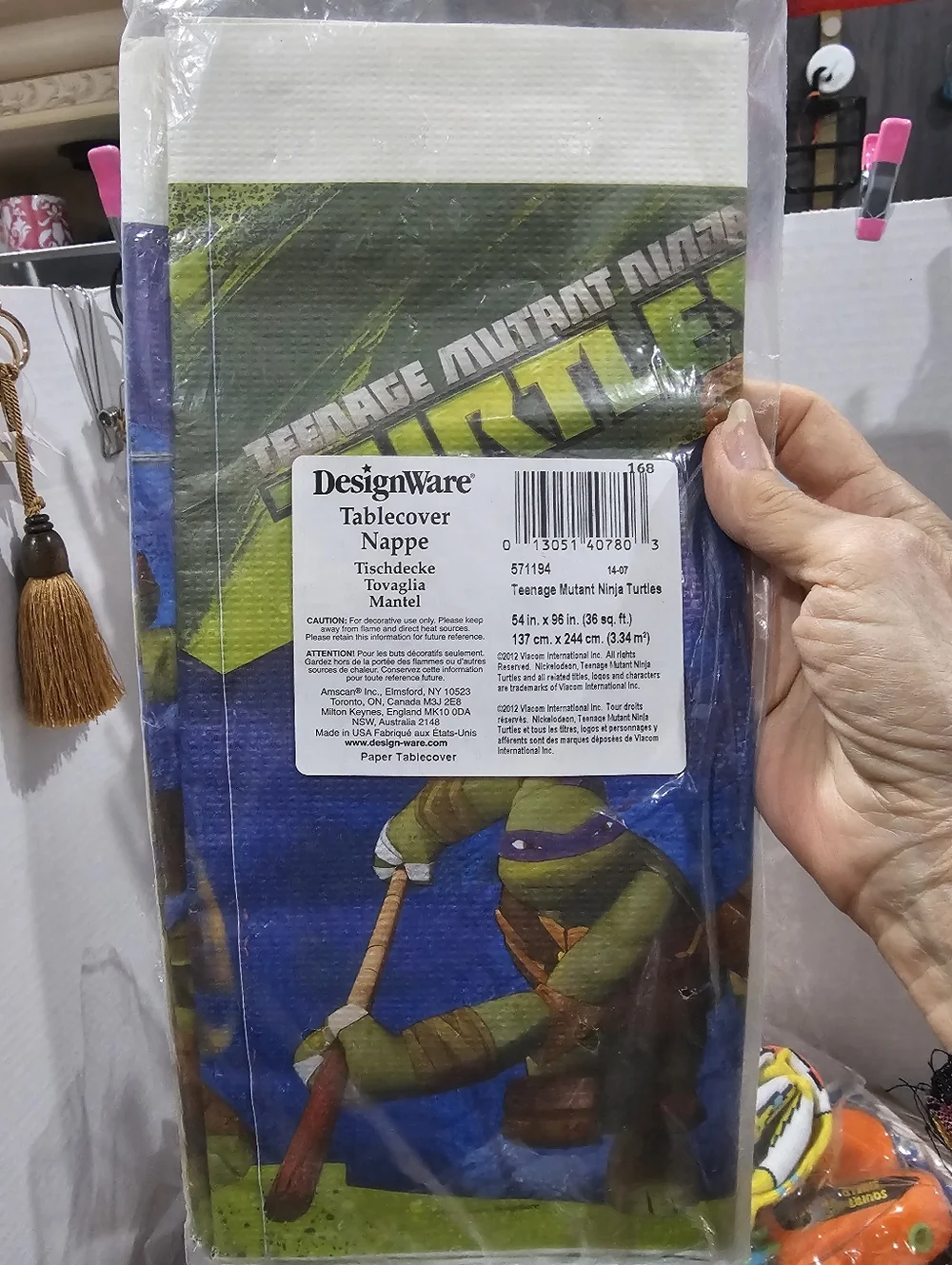 Teenage Mutant Ninja Turtle Party TMNT Tablecloth & Crayons 2012 2015 NWT